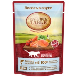 Влажный корм, Nature's Table (Нейчес Тейбл) 85 г для кошек лосось в соусе